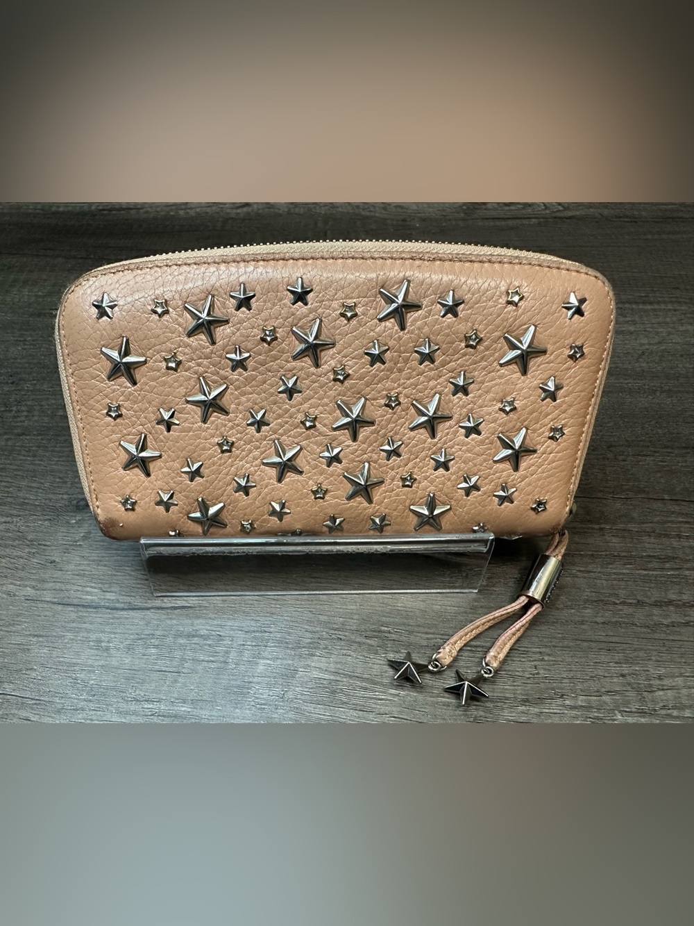 Jimmy Choo "Filipa" Star-Studded Zip-Around Wallet